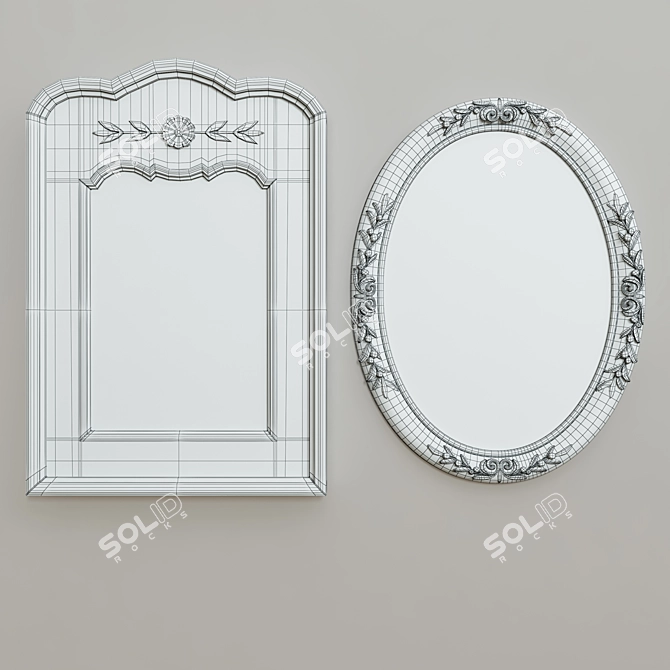 Rustic Oval Wall Mirror 3D model image 2