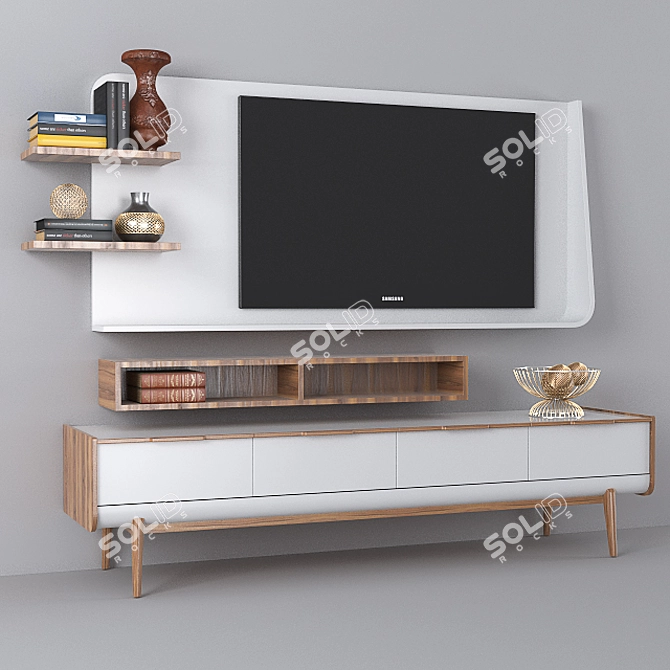 Elegant Gray TV Unit: SALONI 3D model image 1