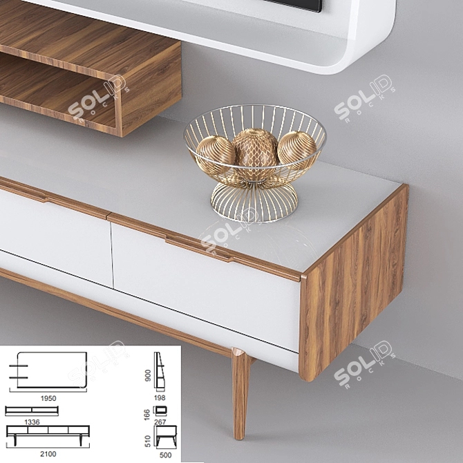 Elegant Gray TV Unit: SALONI 3D model image 2