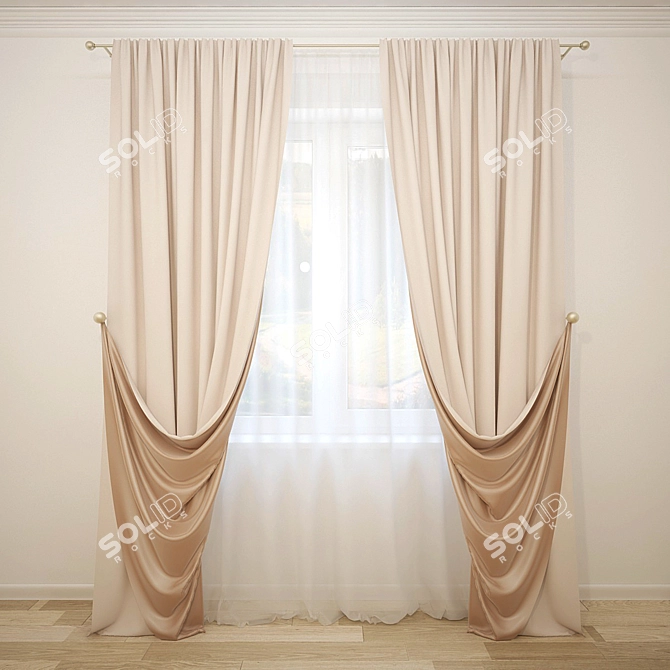 Angle Corner Curtains 3D model image 1