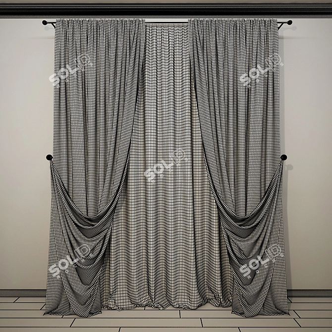 Angle Corner Curtains 3D model image 2