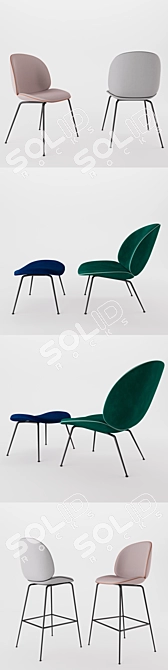  Versatile Upholstered Beetle Chair 3D model image 2