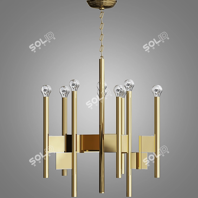 Glamorous Sciolari Brass Chandelier 3D model image 1