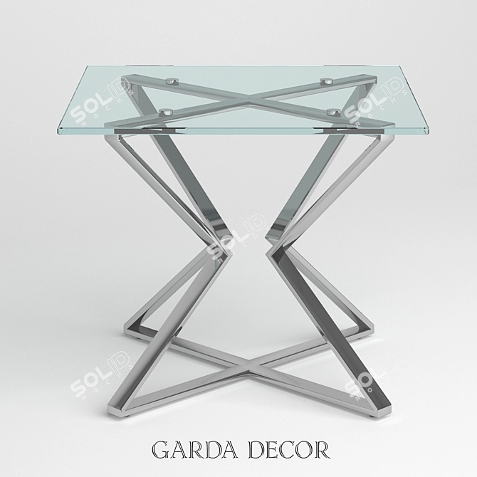 Sleek Steel Glass Magazine Table 3D model image 1