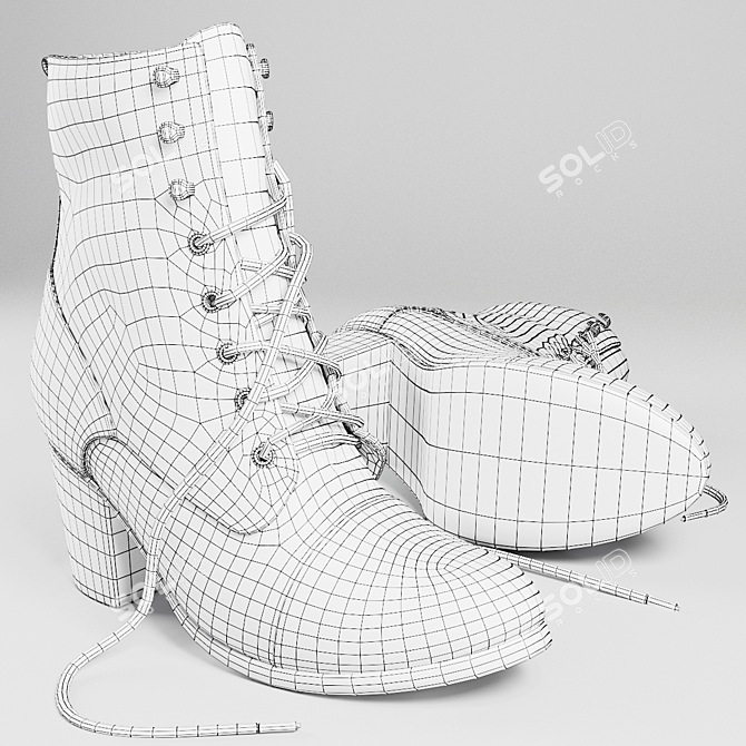 Sleek Leather Diesel Women's Boots 3D model image 3