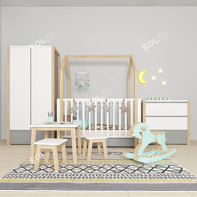 Bellamy Pinette Nursery Furniture Set 3D model image 1