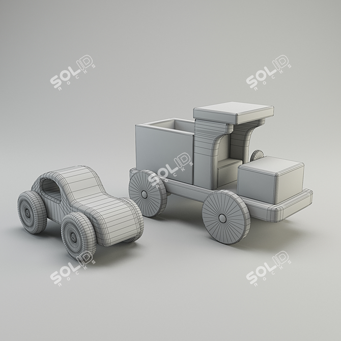 Wooden Toy Cars 3D model image 3