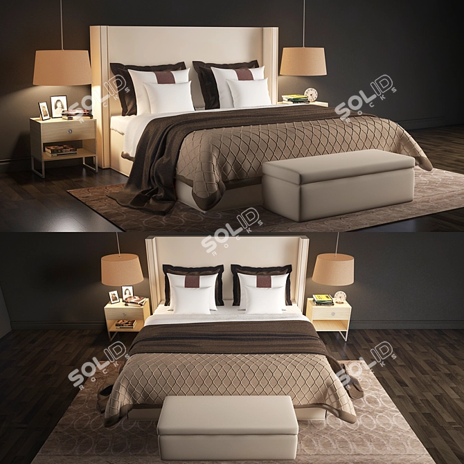 Title: Elegance in Motion: Art Deco Bed 3D model image 1