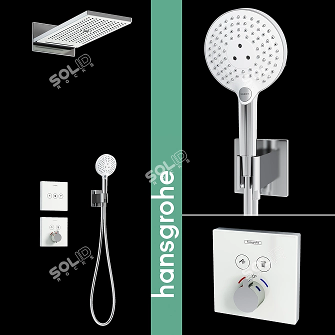 Hansgrohe Shower System Set: Rainmaker, Raindance, ShowerSelect 3D model image 1