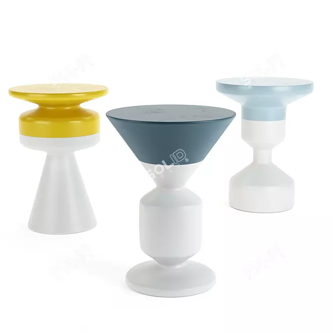 Hand-Turned Ceramic Occasional Tables 3D model image 1