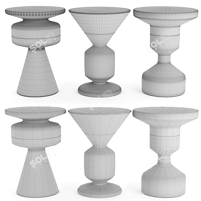 Hand-Turned Ceramic Occasional Tables 3D model image 3