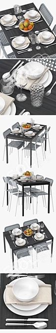 Sleek TARENDO Dining Set 3D model image 2