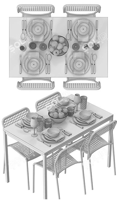 Sleek TARENDO Dining Set 3D model image 3