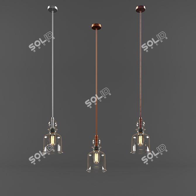 Sleek Pendant Light Fixture 3D model image 1