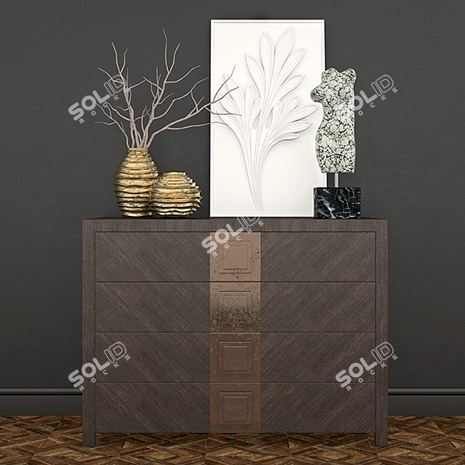 Modern Wooden Chest of Drawers 3D model image 1