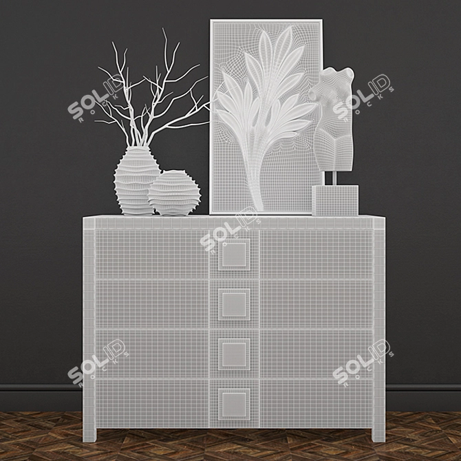 Modern Wooden Chest of Drawers 3D model image 3