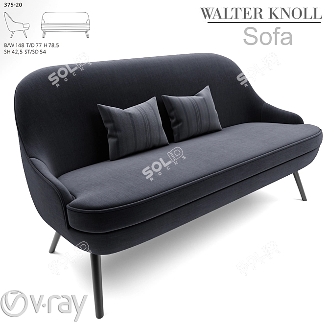 Modern 375 Walter Knoll Sofa 3D model image 1