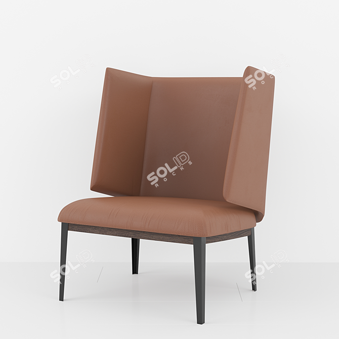 Luxurious Copenhagen Leather Lounge Chair 3D model image 1