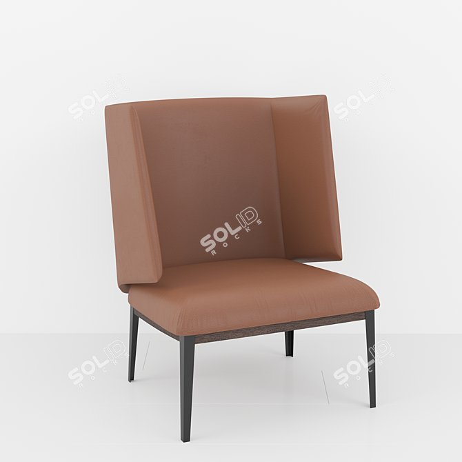 Luxurious Copenhagen Leather Lounge Chair 3D model image 2
