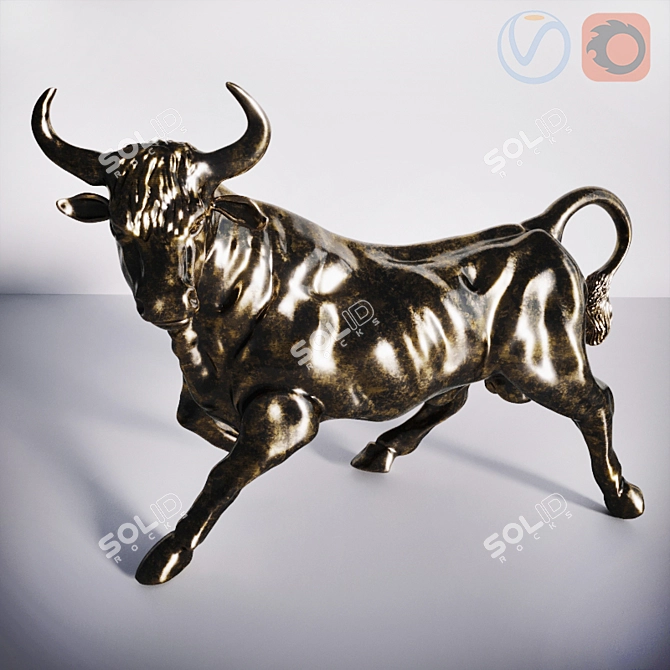 Bronze Buffalo Sculpture: 3DS Max & FBX 3D model image 1