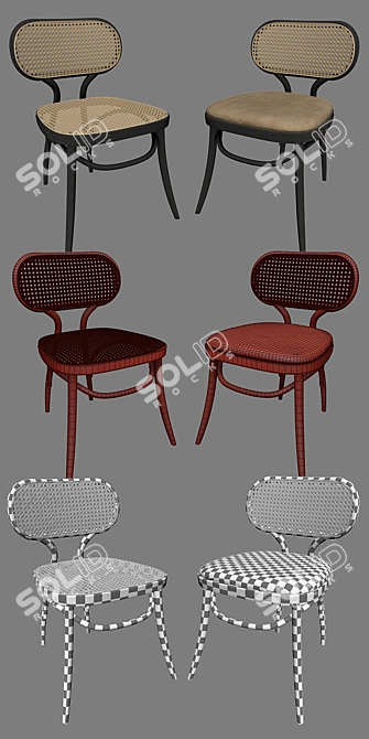 Retro Wicker Bodystuhl by Thonet Vienna 3D model image 3