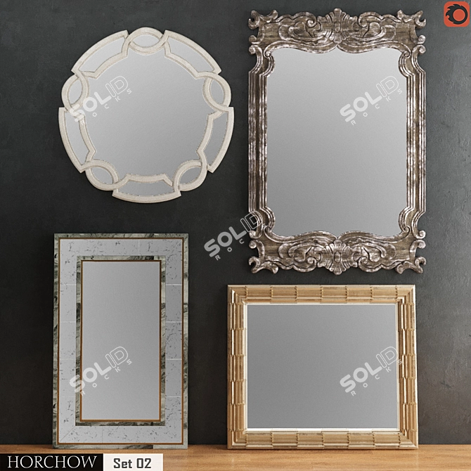 Luxury Mirror Set: Broadway, Evelyn Eglomise, Bernadino 3D model image 1