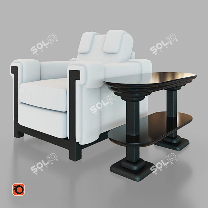 Lilia Armchair & Table Set 3D model image 1