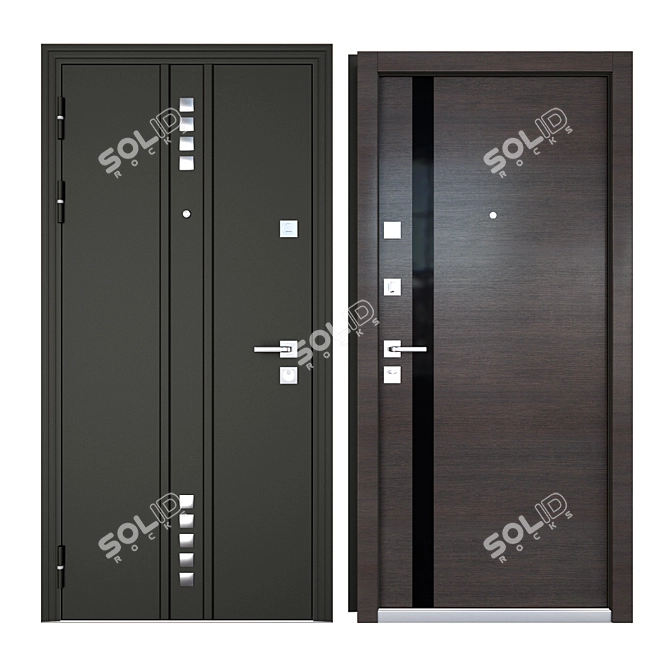 Stylish EnterDoor Kvadro3KZ6: Strong Metal Entrance Door 3D model image 3