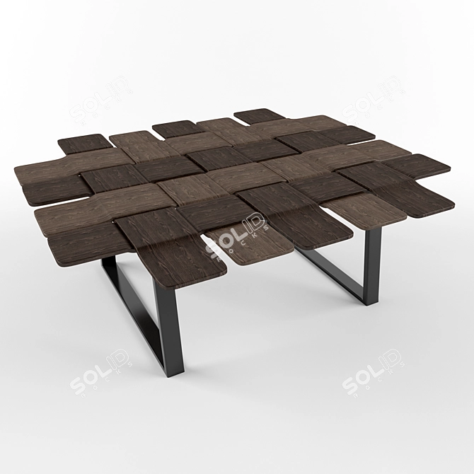 Porada Weaving Wood Table: Exquisite Craftsmanship 3D model image 1