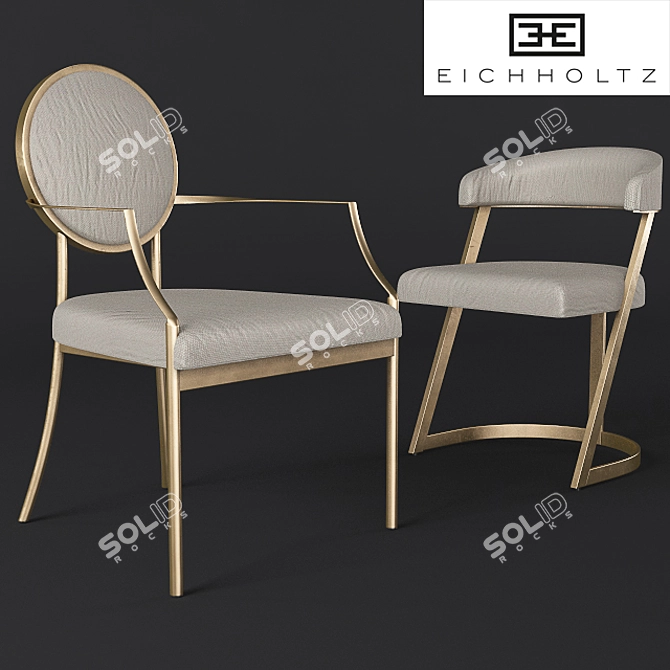 Elevate your dining experience with Eichholtz's exquisite chairs 3D model image 1