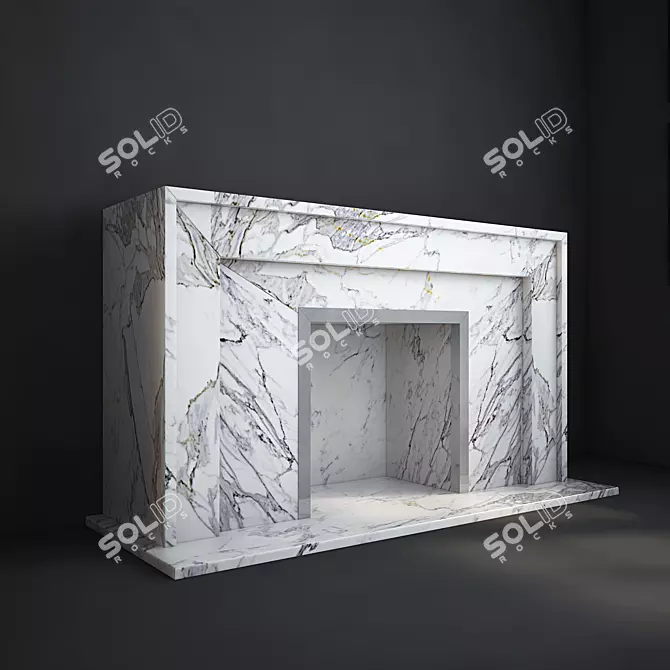 Elegant Carrara Marble Fireplace 3D model image 1