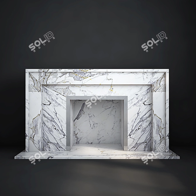 Elegant Carrara Marble Fireplace 3D model image 2