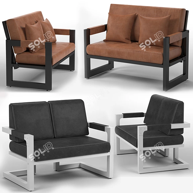 Modern TomEsa Club 2-Seater Sofa 3D model image 1