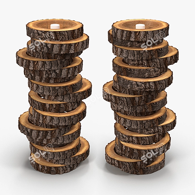 Handcrafted Wooden Floor Lamp 3D model image 1