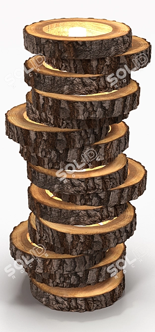 Handcrafted Wooden Floor Lamp 3D model image 2