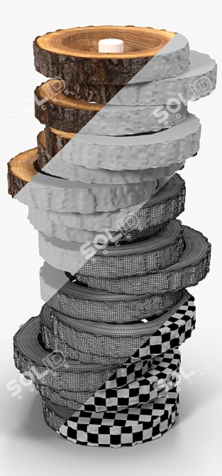 Handcrafted Wooden Floor Lamp 3D model image 3