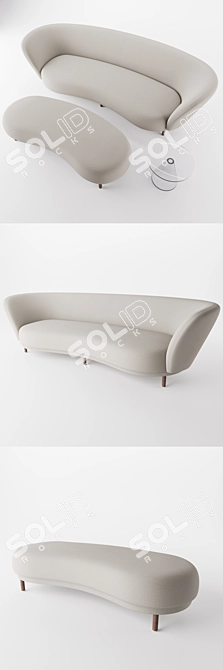 Sophisticated Dandy Sofa/Ottoman 3D model image 2