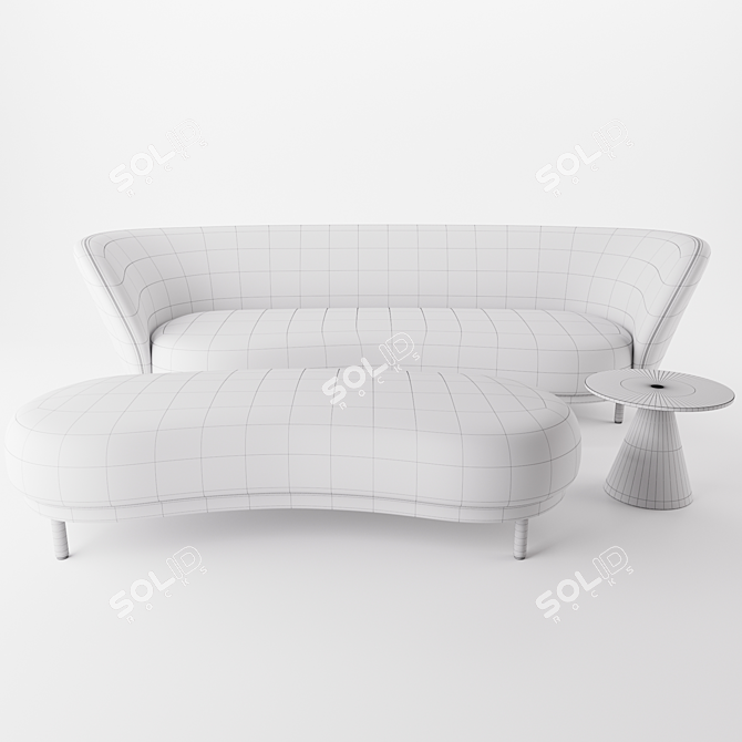 Sophisticated Dandy Sofa/Ottoman 3D model image 3
