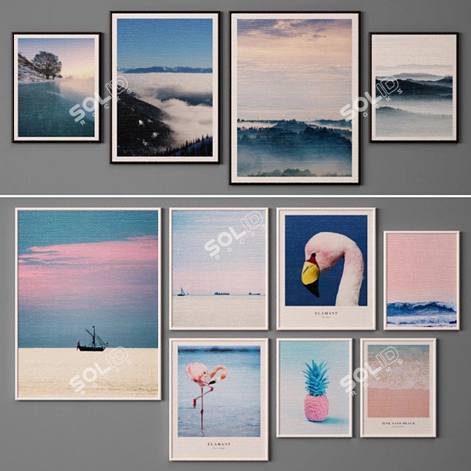 Modern Art Collection - Set of 11 Paintings 3D model image 1