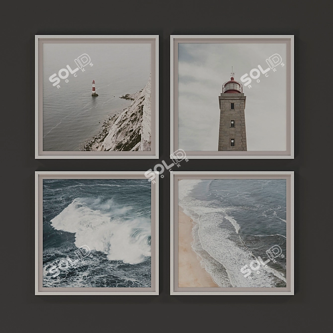 Coastal Vibes: Lighthouse Paintings Set 3D model image 1