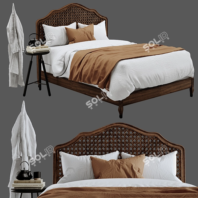 Elegant RH Lorraine Caned Bed 3D model image 1