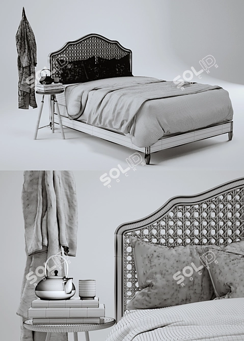 Elegant RH Lorraine Caned Bed 3D model image 3