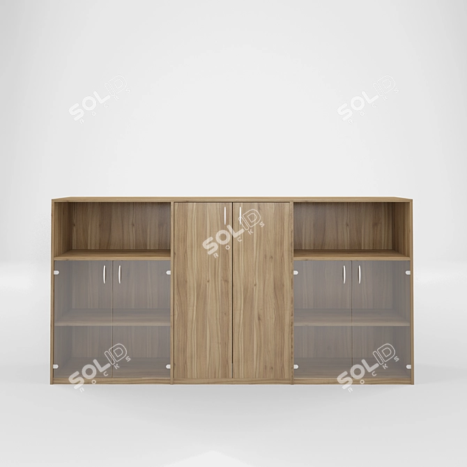 3D Computer Desk Set with Storage 3D model image 3