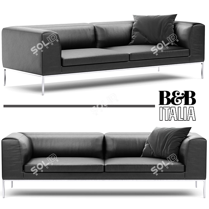 Modern Black Leather Sofa: MICHEL B&B Italia 3D model image 1