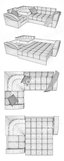 Montreal Left Angle Corner Sofa Bed 3D model image 3