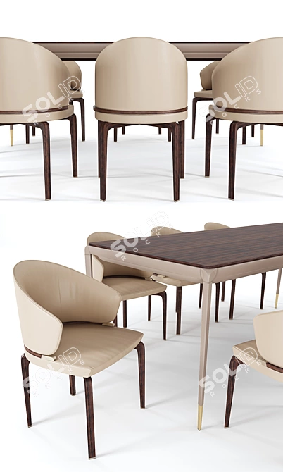 Wansheng Table and Chair Set 3D model image 2