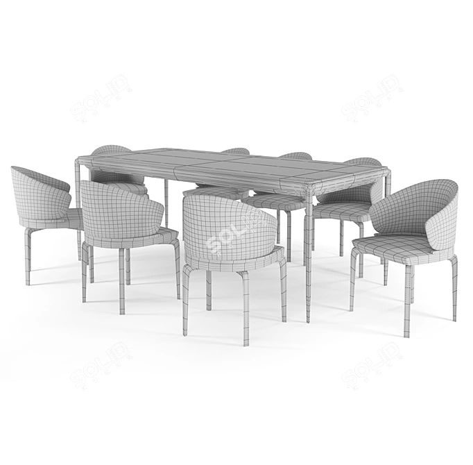 Wansheng Table and Chair Set 3D model image 3