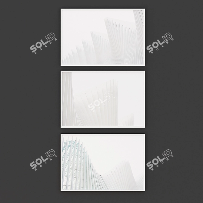 Modern White Architecture Art Set 3D model image 2