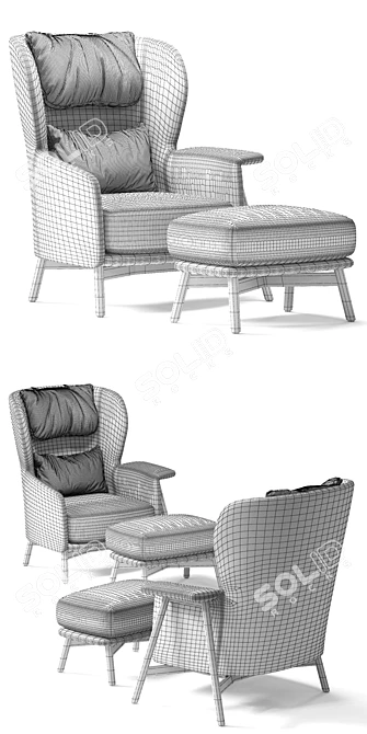 Saba Italia KEPI Armchair: Comfort and Style Combined 3D model image 3
