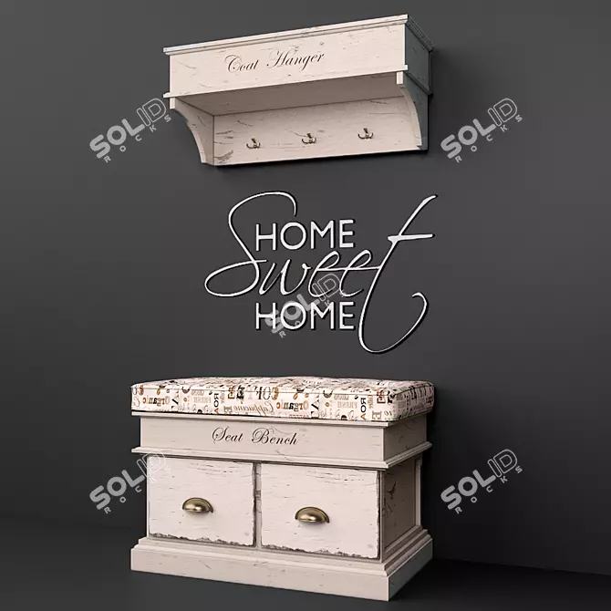 Elegant Hallway Furniture Set MONTE 3D model image 1